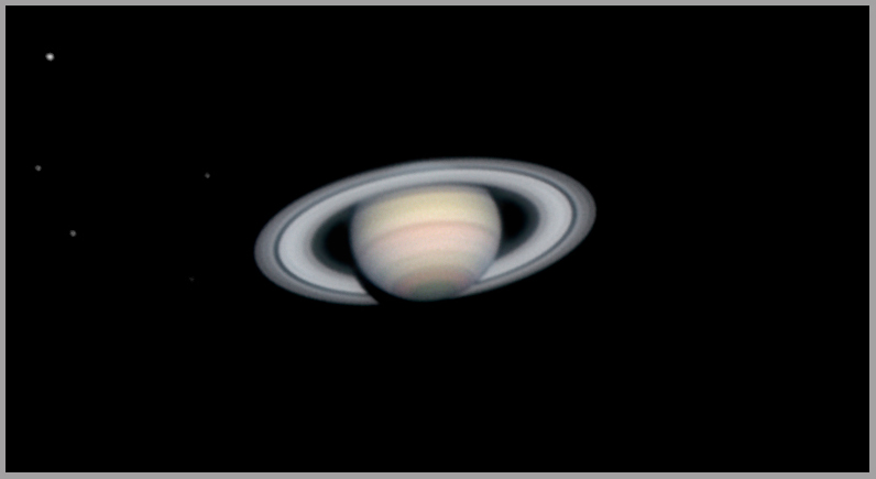 saturn with 5 moons